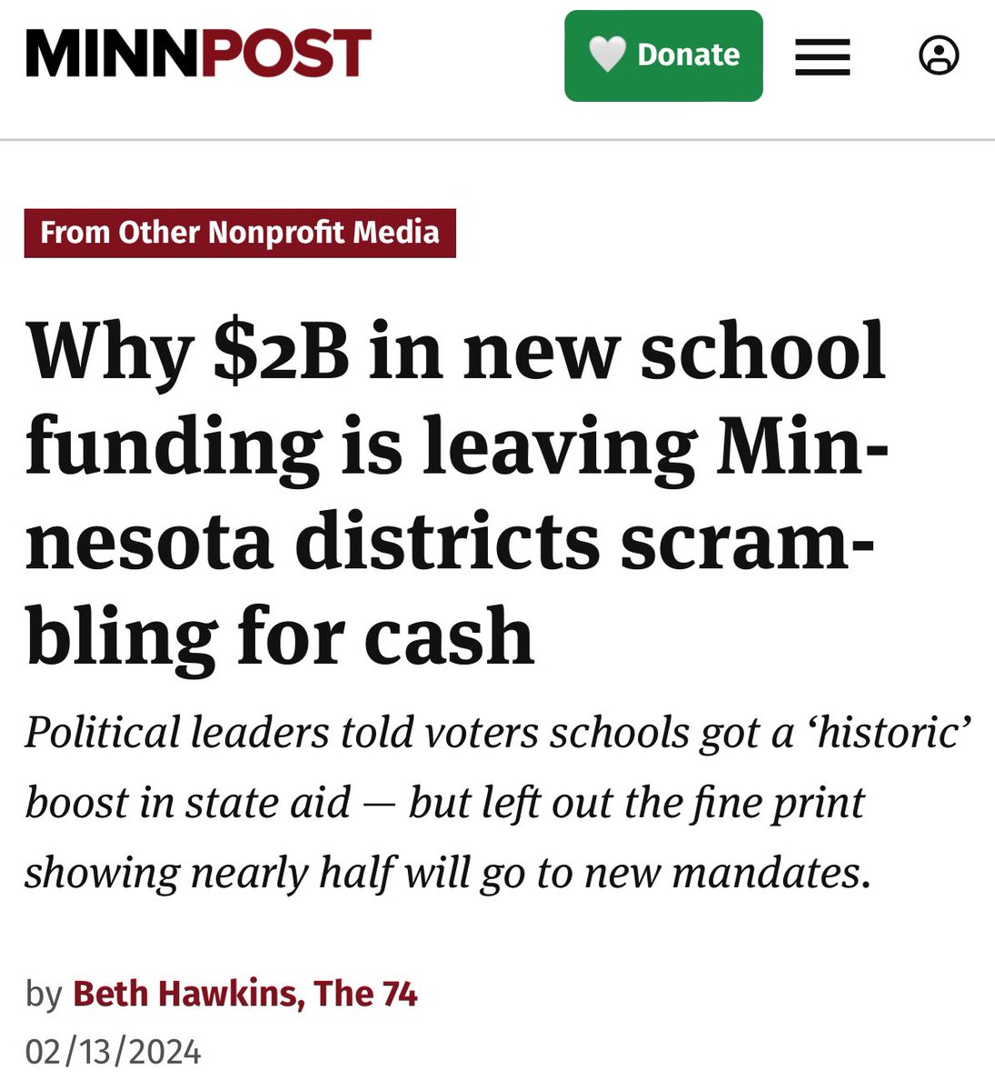 School districts in Minnesota are literally taking out loans to fund their students & classrooms while the legislature & Governor take a “victory lap” for mandating districts into deficits. Despite warnings - somehow “historic funding” led to shortfalls, cuts, loans, & tax levies