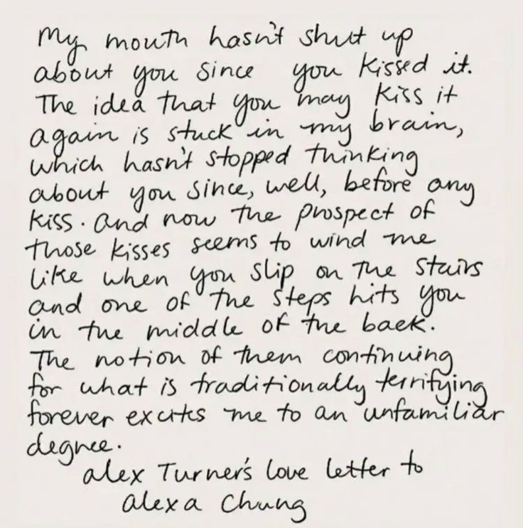 alex turner's love letter to alexa chung