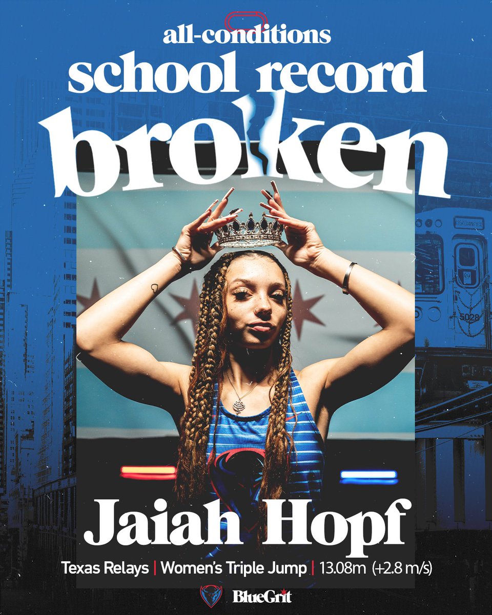 It's a School Record Rodeo! 🤠🏆

<a href="/HopfJaiah/">Jaiah Hopf</a> wins the women's triple jump and breaks her previous all-conditions school record with a final mark of 13.08m (+2.8 m/s)!

#BlueGrit🔵😈