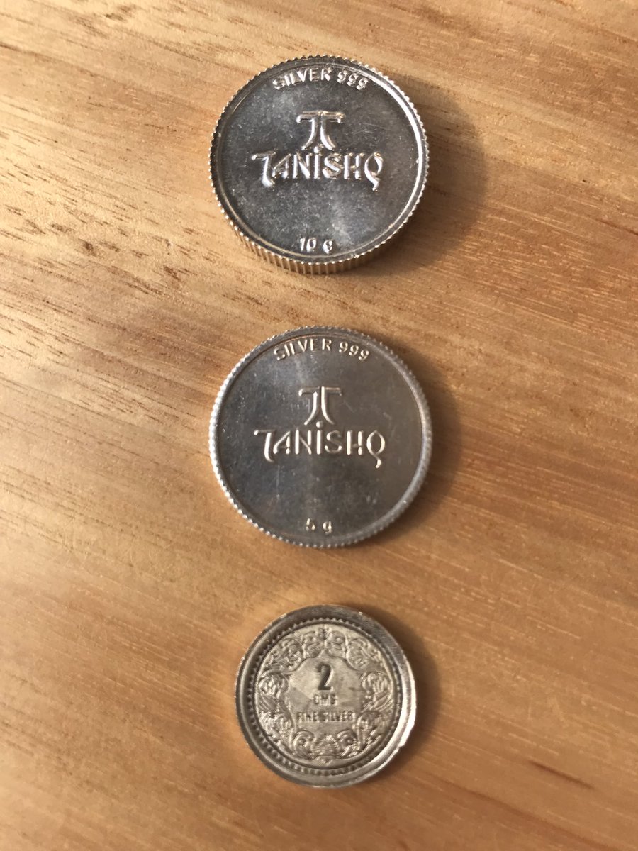 MidniteGardner's tweet image. Some interesting Indian 🇮🇳 #Silver rounds: #DIGENE #TANISHQ 10g &amp;amp; 5g #Ag plus a 2g silver round that I’m not sure the origin of. If anyone’s has any info I’d appreciate a reply 🍻