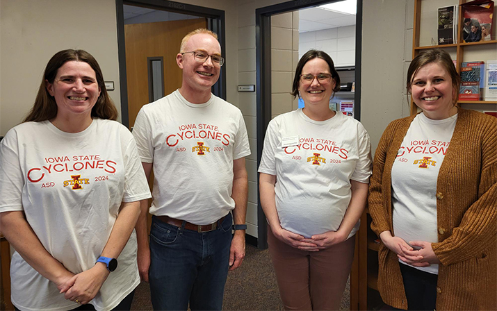 A huge thank you to our advising team for making all feel welcome on Admitted Students Day! They will continue to be behind you as you continue your journey as a #CycloneEngineer In The Making! From left: Dee Hehr, Matt Brown, Jessie Vosseller and Allison Wortman.