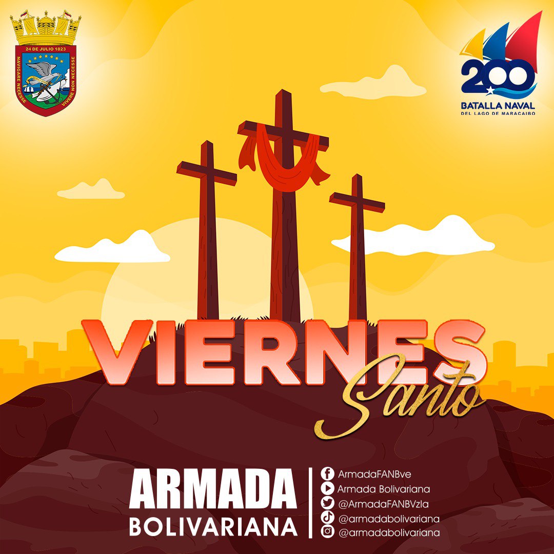 ArmadaFANBVzla's tweet photo. Se consuma la misión del Mesías y los pecados del mundo son dejados en la cruz tras el sacrificio del Cordero Inmolado, los Marinos de Guerra Bolivarianos seguimos acompañando a fervoroso pueblo de Venezuela en reflexión y conexión con Dios Todopoderoso. https://t.co/hEw9B5lgwj
