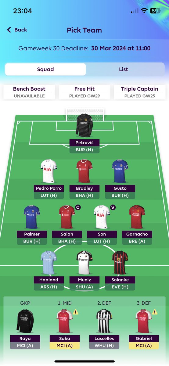 JT345123's tweet photo. @FPLFocal Wildcarded - What do you think? https://t.co/gtT2XsA9Qw