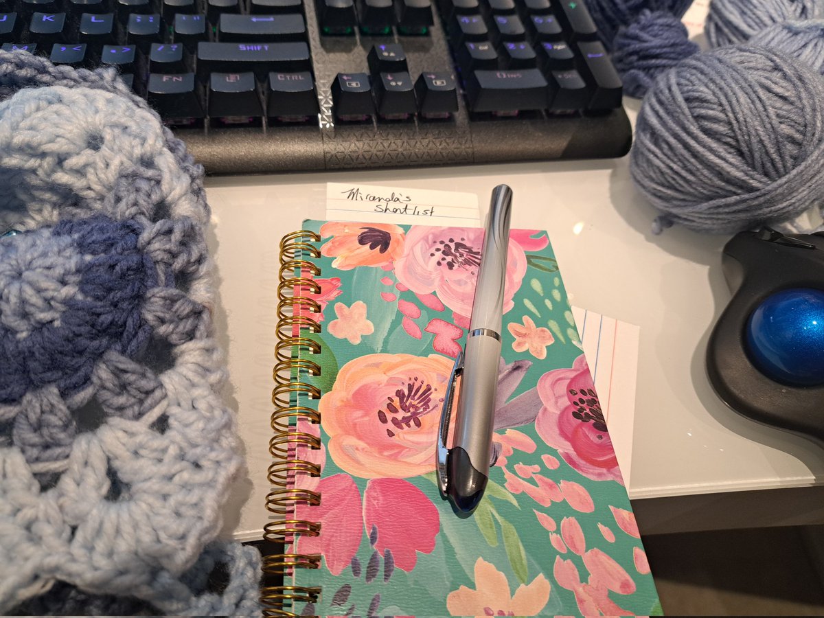Miranda_Darrow's tweet photo. @keely_brice @joelbrigham may be ahead, but I have a cute notebook for my #RevPit shortlist 
#RevPitTeasers https://t.co/oLFgmL7Kwl