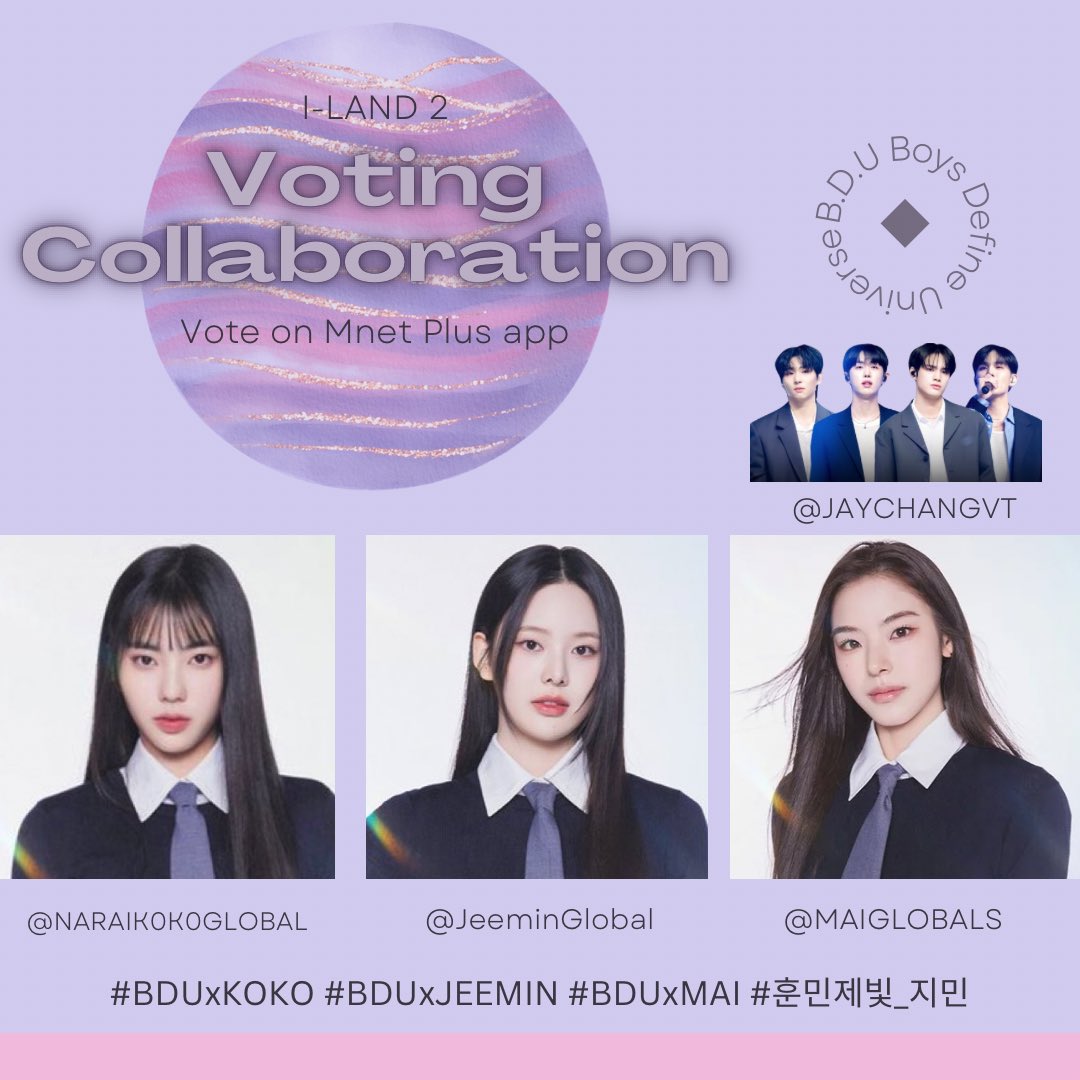 [🚨] Calling all &hearts and Sunlights Mai, Koko and Bang Jeemin fanbases have helped us a lot during both PRE-VOTE and LIVE VOTING! So we encourage everyone to keep on voting for the 3 and drop your proofs under 👇 #BDUxKOKO #BDUxMAI #BDUxJEEMIN #훈민제빛_지민 Let's all work…