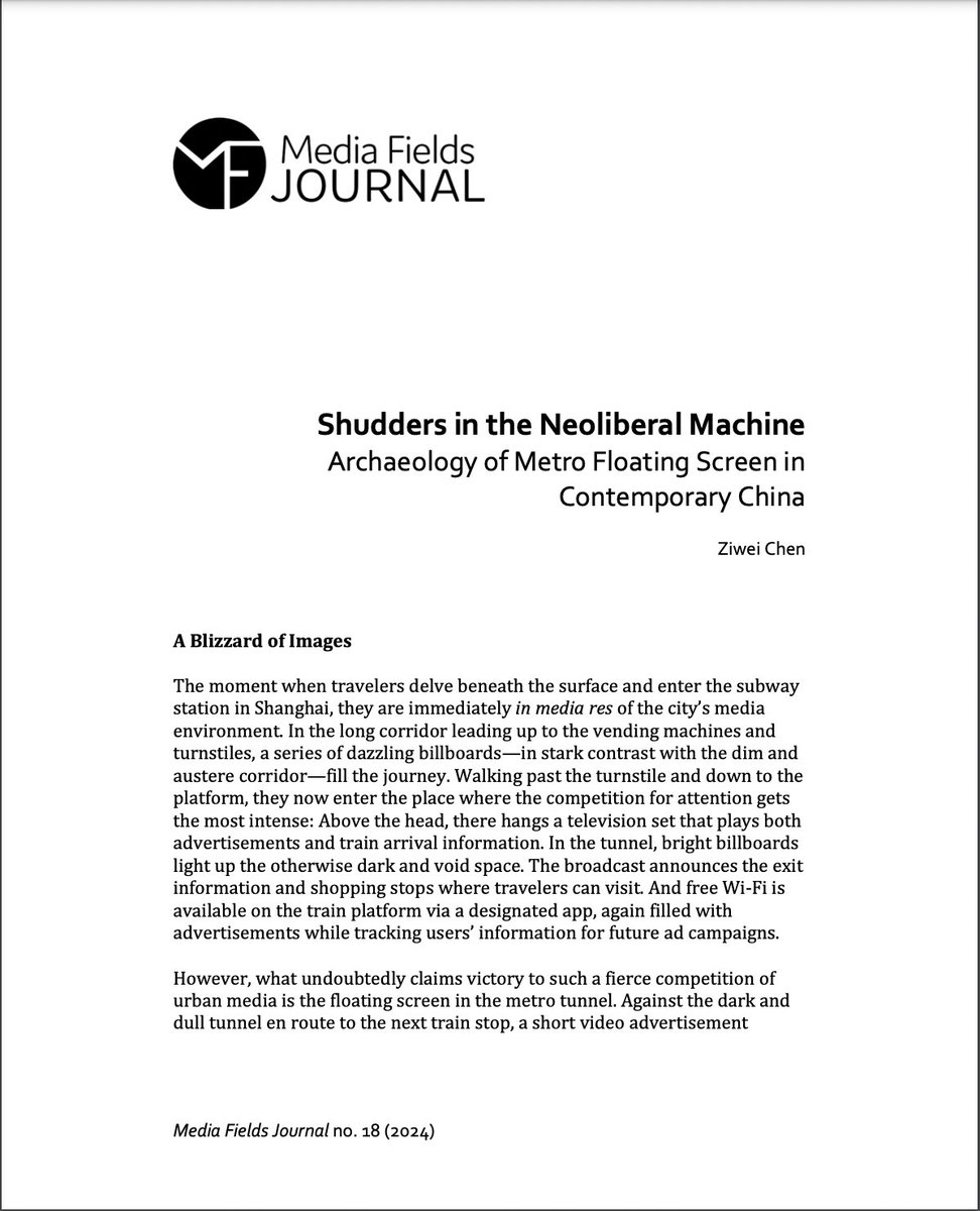 My first journal article "Shudders in the Neoliberal Machine" just came out on Media Fields Journal!! 
Free, open-access on: mediafieldsjournal.org along with other amazing articles in the issue!