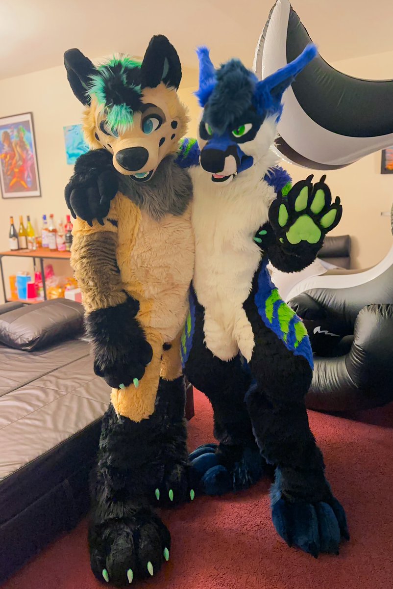 He may look mean…but give @turbulence898 a belly rub and he turns puppy real quick! 🐶✨ #FursuitFriday
