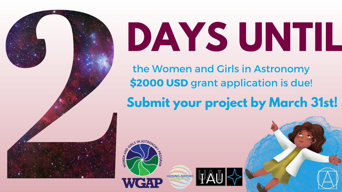 Astronomer Amalia of Ad Astra Media (@DrMorey1) is over the moon! Applications for the $2000 USD grants are due in 2 days and we can't wait to read all about your amazing projects for the Women and Girls in Astronomy Program✨#WGAP2024 Access the app at naroad.astro4dev.org!