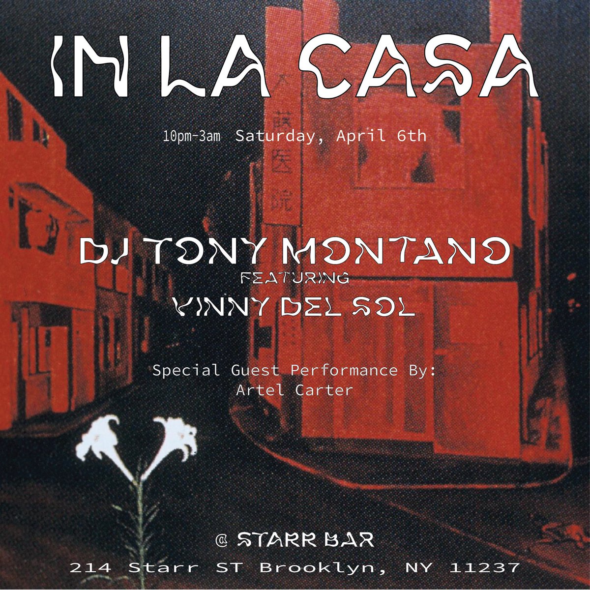 Next Saturday in Brooklyn, NY - Hosting my DJ showcase for “In La Casa” playing a variety of different music styles. 
Had to get the homie <a href="/ibvincejones/">Vinny Del Sol® *RBLE</a> to spin with me for the kickoff 💫
Special guest performance from my guy <a href="/ArtelCarter/">Cartier B. Flight</a>