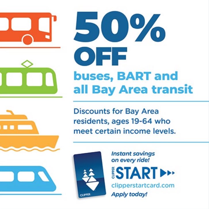 DCPinfo's tweet image. Ready for discounted Bay Area transit fares? Reach out today to see if you qualify!
Residents who qualify can get 50% off fares. Our dedicated case managers are here to assist. Call the Daly City Community Center at 650-991-8007 to schedule appointments. #clipperstart #dalycity