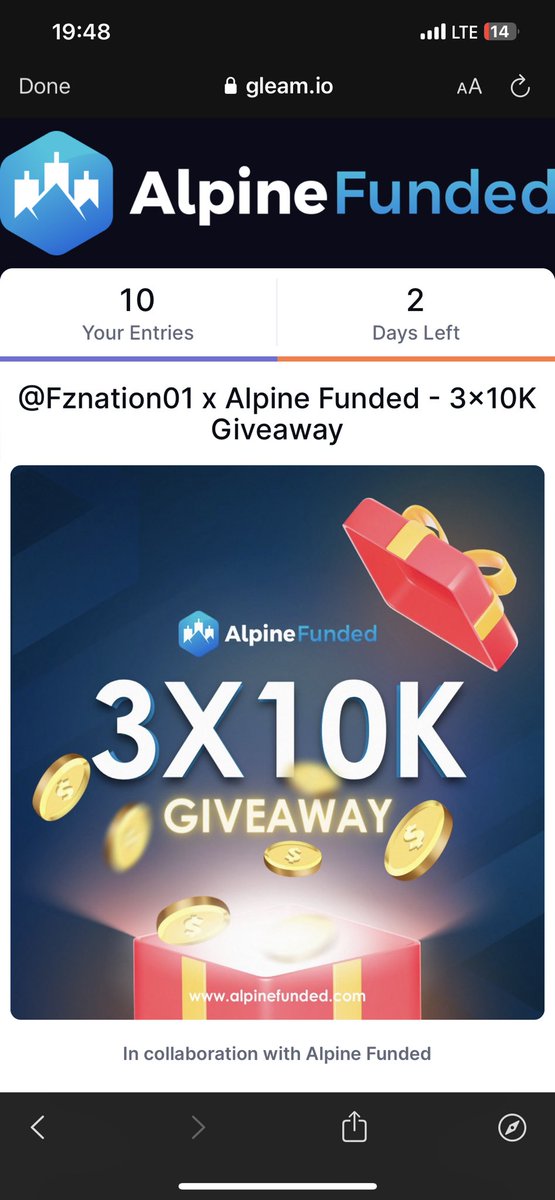 MamaB2022's tweet photo. @Fznation01 @AlpineFunded @AartTheTrader @justwisdomfx @DFavynation @AlpineFunded @Fznation01 @AartTheTrader @DFavynation Done✅  I hope I get selected🤲 https://t.co/VRBwhcqmdW