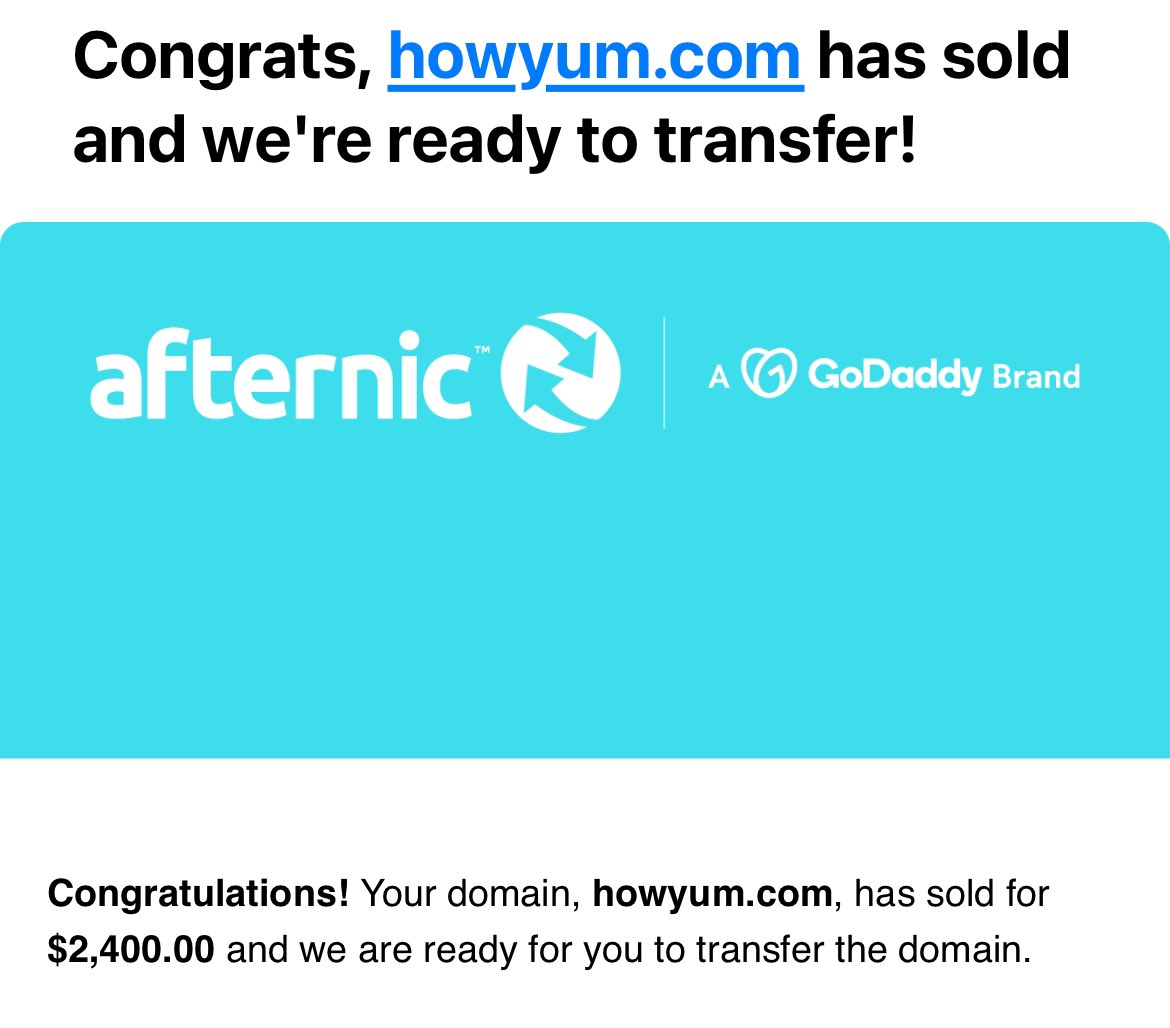 Thanks @afternic 🥰 Bought for $50 on the 2nd of September, 2023.