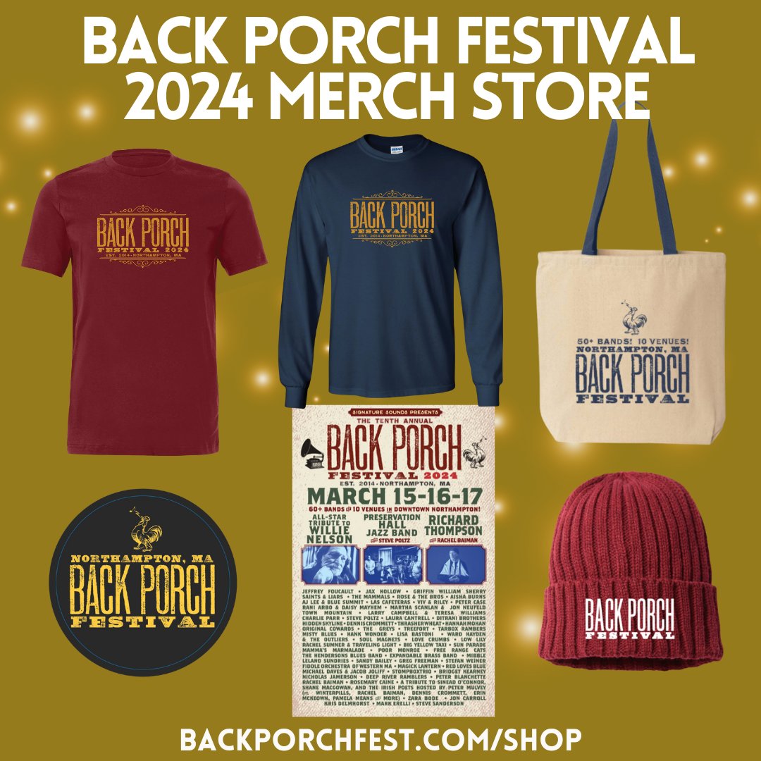 Did you miss out on getting #BackPorchFestival merch? A limited number of shirts, beanies, tote bags, posters, and stickers are now available online! Shop here: backporchfest.com/shop