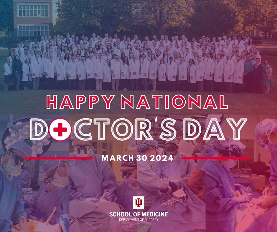 Today, on National Doctor's Day, we extend our deepest appreciation to the dedicated surgeons of #IUSurgery. Your expertise, compassion, and tireless efforts are truly appreciated. Thank you for everything that you do day in and day out.
#2024NationalDoctorsDay #ThankYouDrs