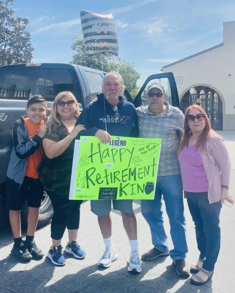ylhigh's tweet image. On Wednesday, Kino retired. The caption on his retirement plaque read...  “For your dedication and commitment to Yorba Linda High School students, staff, and community. Campus Supervisor and coach. PYLUSD employee 1989-2024. Yorba Linda High School 2009-20