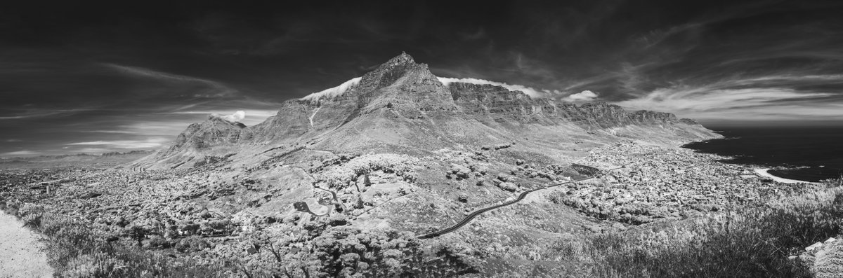 A great day out hiking with the family around #LionsHead and #Signal Hill in #CapeTown. Too sunny for colour, so an infra-red panorama with Camps Bay, #TableMountain and the City of Cape Town. What a stunning city!!