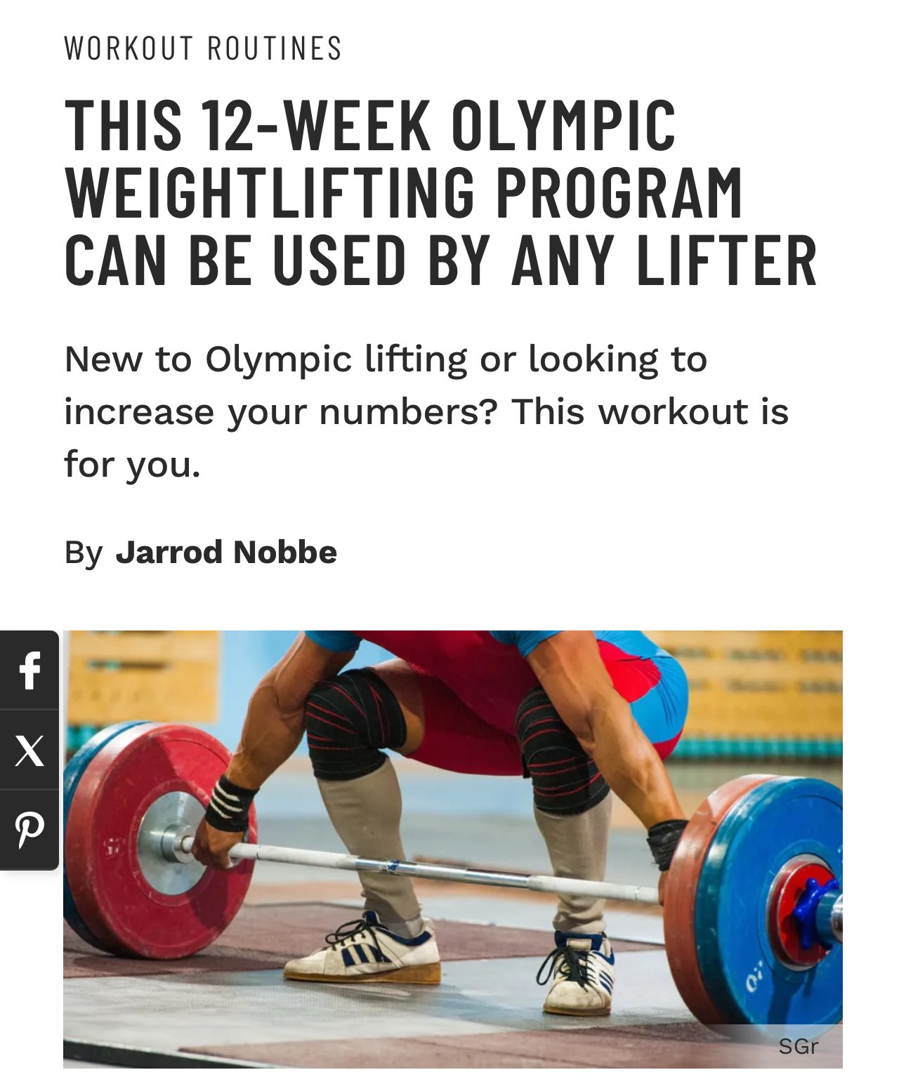 Olympic lifting program 12 week sale