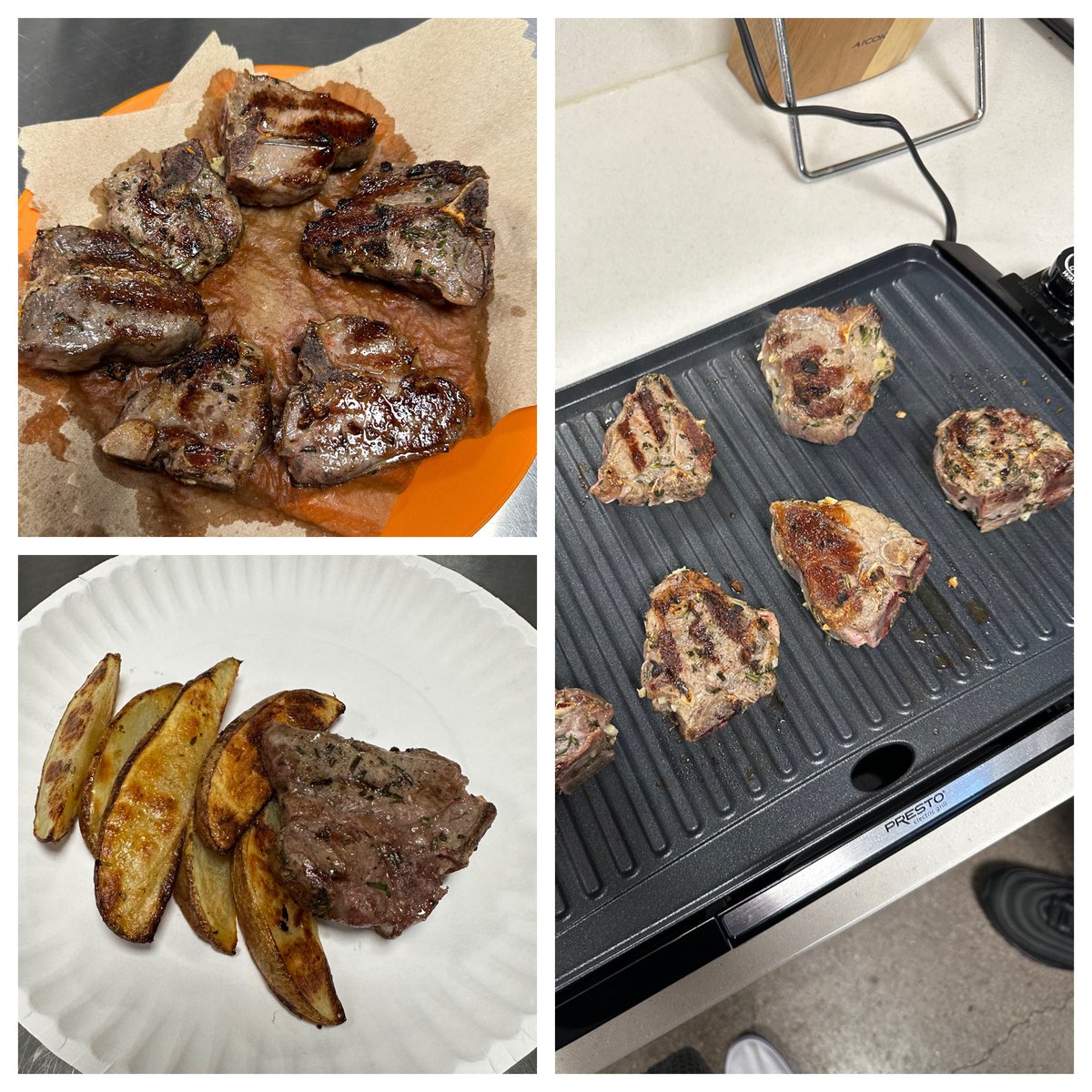 VHSRoom109's tweet photo. In level 2, we wrapped up a Poultry &amp; Meat unit this week! On the menu: Pork &amp; Lamb dishes! We even pulled out the grills for a few dishes &amp; made Lamb Grilled Flatbread &amp; Grilled Lamb Loin Chops w/Lemony Potato Wedges!! #isdstrong #FACS #teacherlife @ISDSchools @Vanhorn_falcons https://t.co/WI7O5Tnjdh