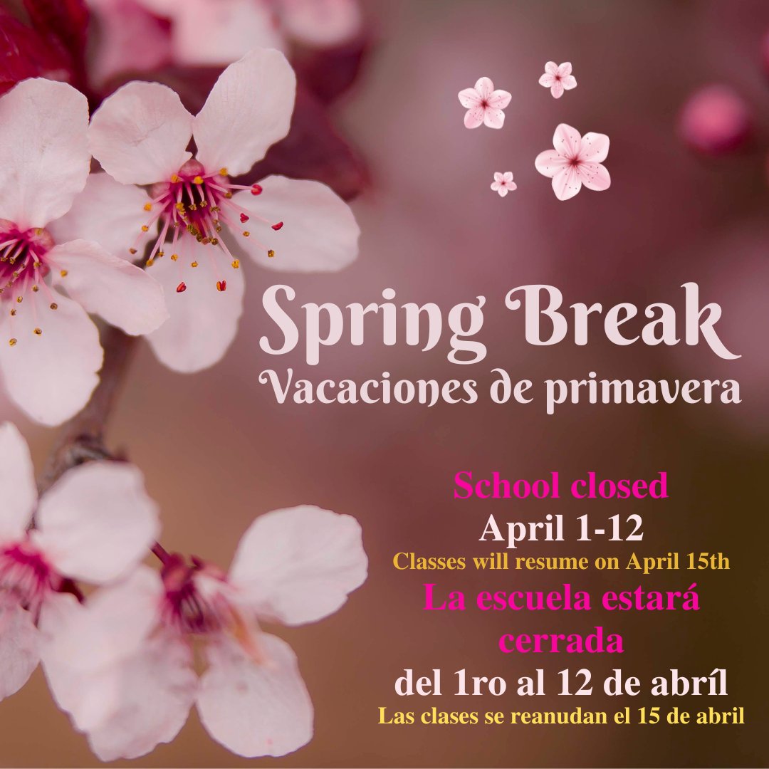 Oxnard Adult School will remain closed for the first two weeks of April. Classes will resume on April 15, 2024.

La Escuela para Adultos de Oxnard estará cerrada las primeras dos semanas de abril. Las clases se reanudarán el lunes 15 de abril de 2024.