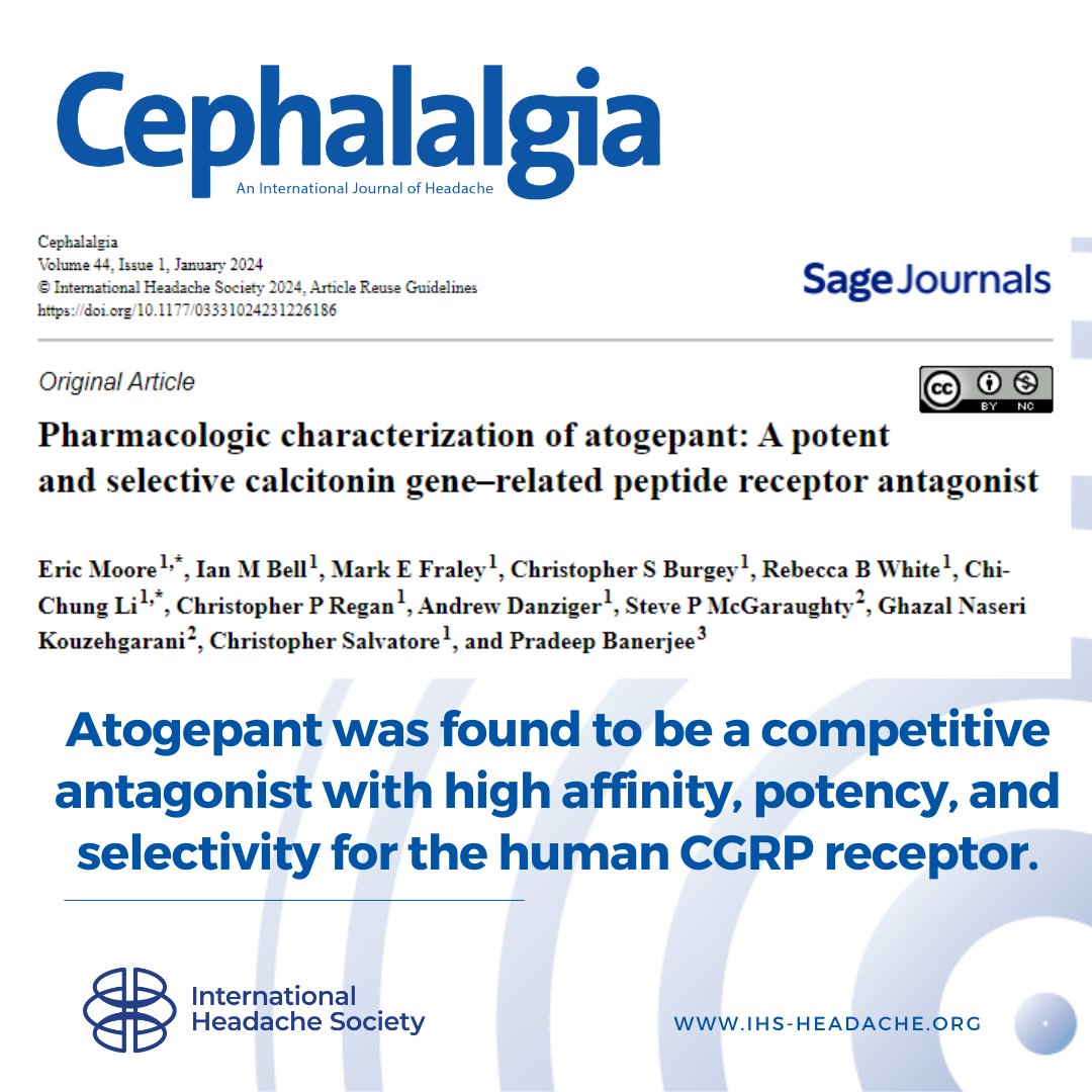 Atogepant is a highly effective and specific drug that targets and blocks the human CGRP receptor. It doesn't significantly enter the brain and has shown no negative side effects, even with long-term use or sudden stoppage. sagepub.pulse.ly/u6tjqevsd7 #headache #migraine