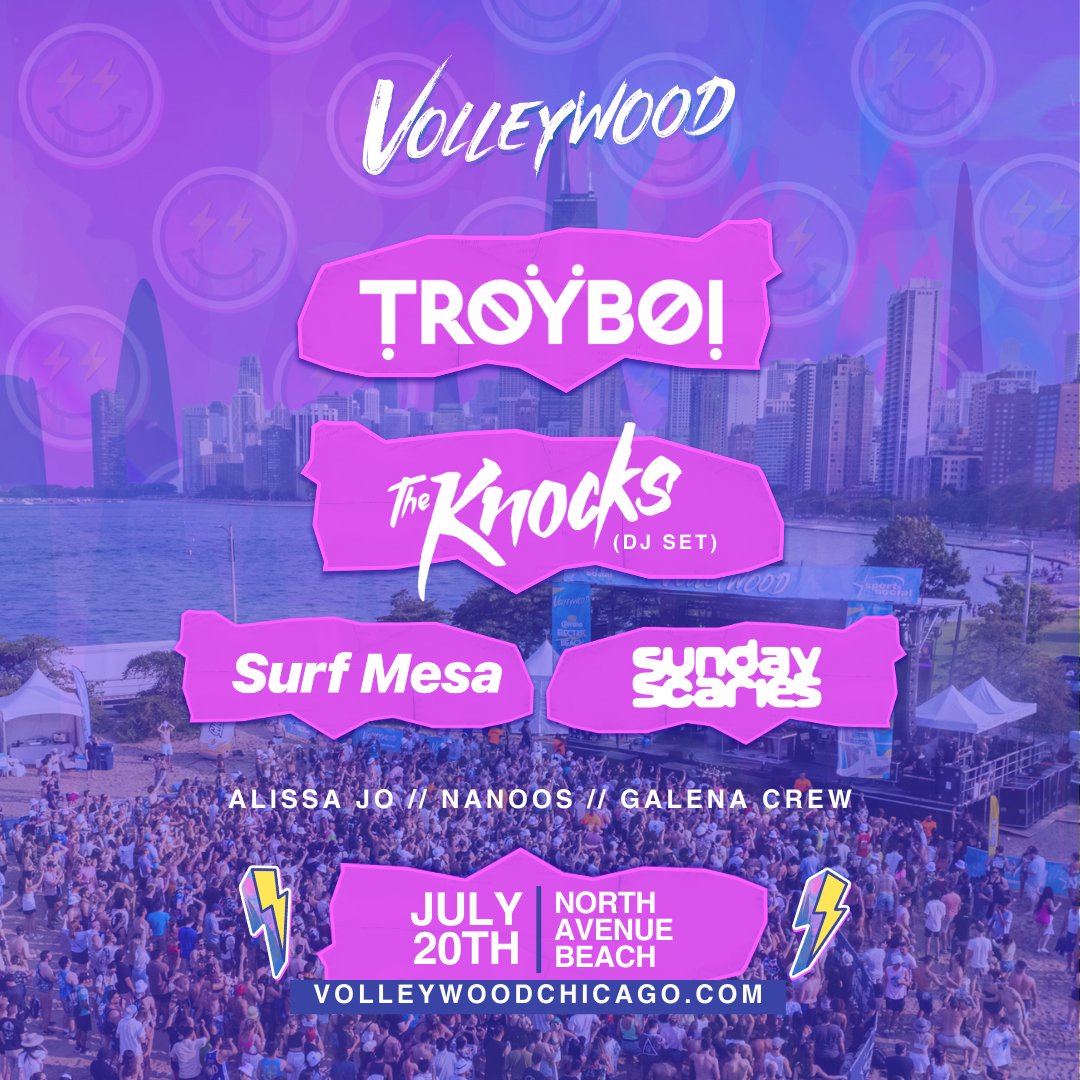 THE OFFICIAL 2024 VOLLEYWOOD LINE UP IS HERE! 📷 Come party with us at Chicago’s ONLY Beachfront Music Festival on July 20th 🌊☀️ Tickets & Info here → volleywoodchicago.com 🎟 Enter to Win a pair of tix here → app.hive.co/l/3uzncc 🎁