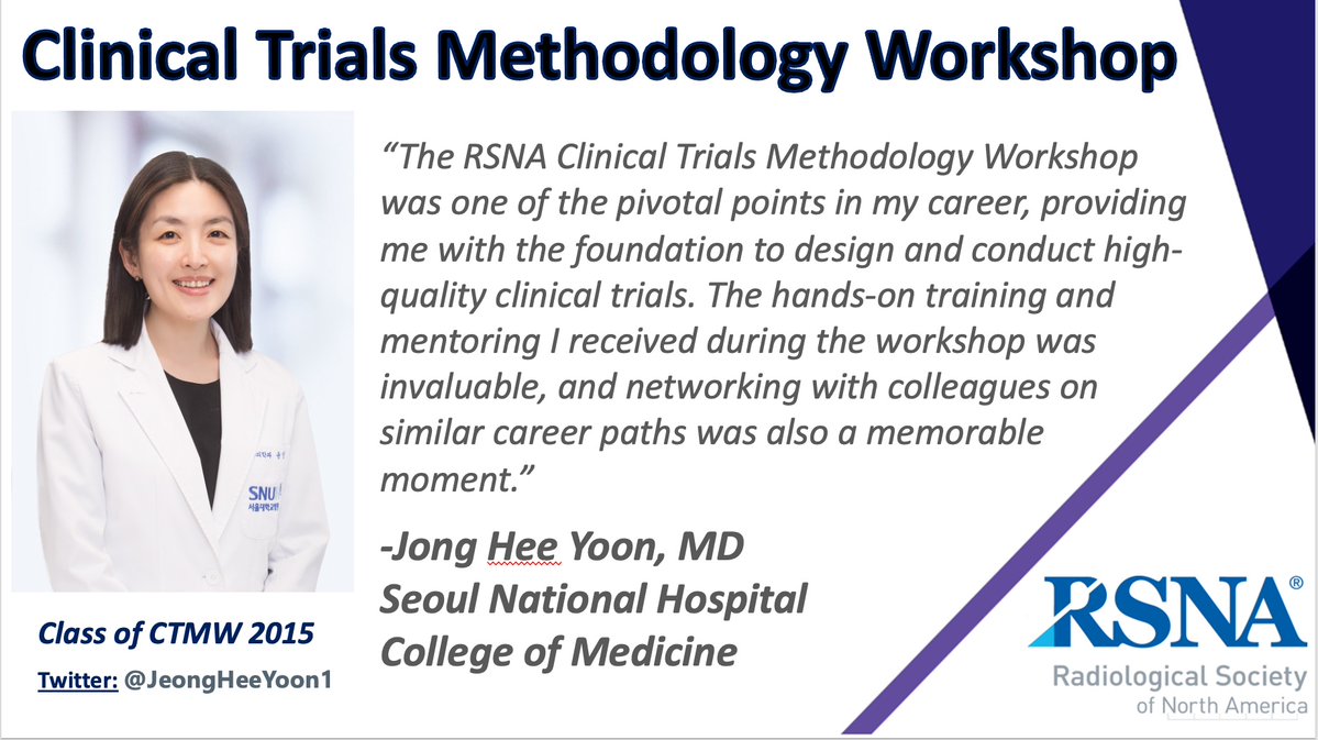 Radiologists, radiation oncologists and nuclear medicine physicians. Faculty of the #CTMW can help you write your clinical trial. Application deadline is July 15. @RSNA @JeongHeeYoon1 @SNU_Rad tinyurl.com/mr27datf tinyurl.com/ms26c7cx