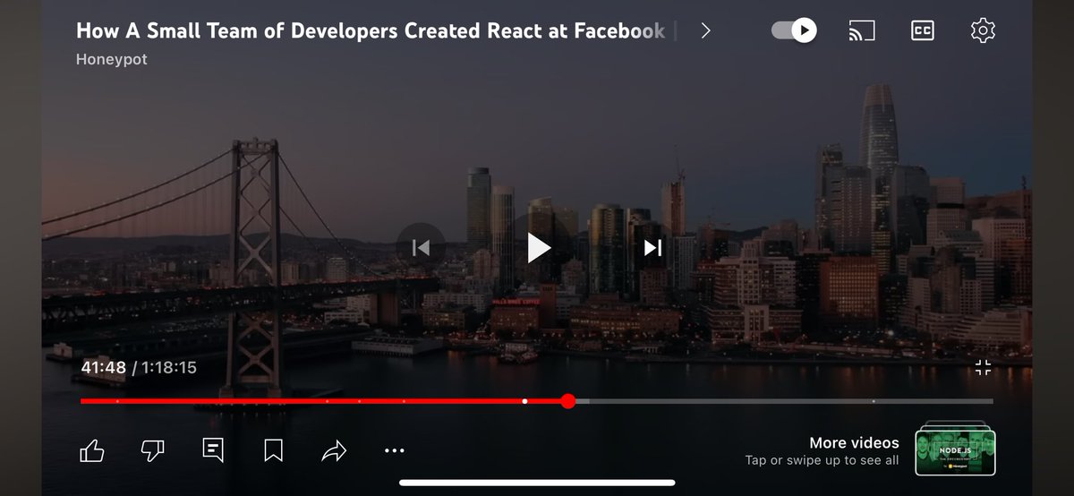 Day 89 of #30NitesOfCode, watched and other 20 min of the react documentary from @honeypotio