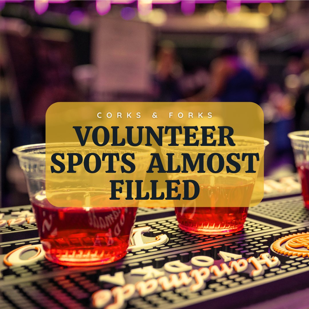 There are only a few more volunteer spots open for Corks & Forks, presented by @kroger, on Wednesday, April 10! Log in or sign up in our volunteer center to save your spot at secondhelpings.galaxydigital.com
