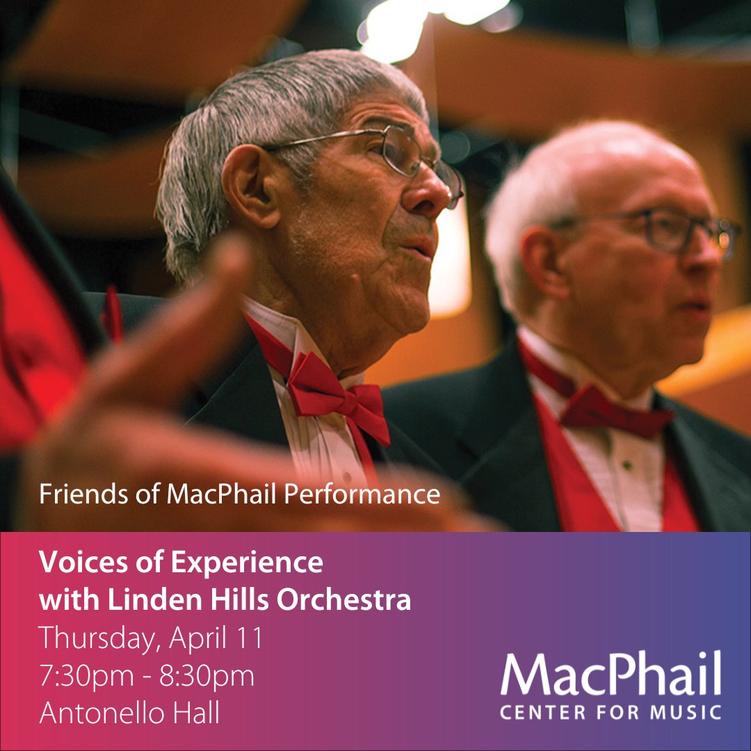 Join us for an unforgettable evening of music as Voices of Experience, a choir partnership between MacPhail Center for Music and the Minnesota Chorale, teams up with the Linden Hills Orchestra. 🎶✨
This special event is free and open to the public: bit.ly/3xhEXm4