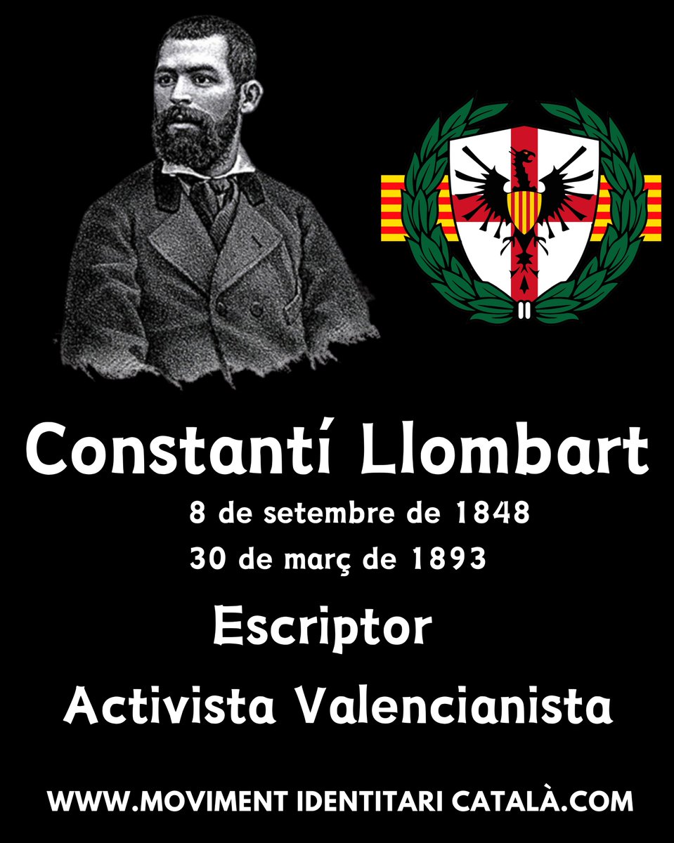 MIC_Catalunya's tweet photo. El 30 de març de 1893 va morir Constantí Llombart, un dels escriptors més representatius en llengua catalana del segle XIX en el País Valencià i un dels impulsors de la Renaixença valenciana. https://t.co/zO3nZJkSmQ