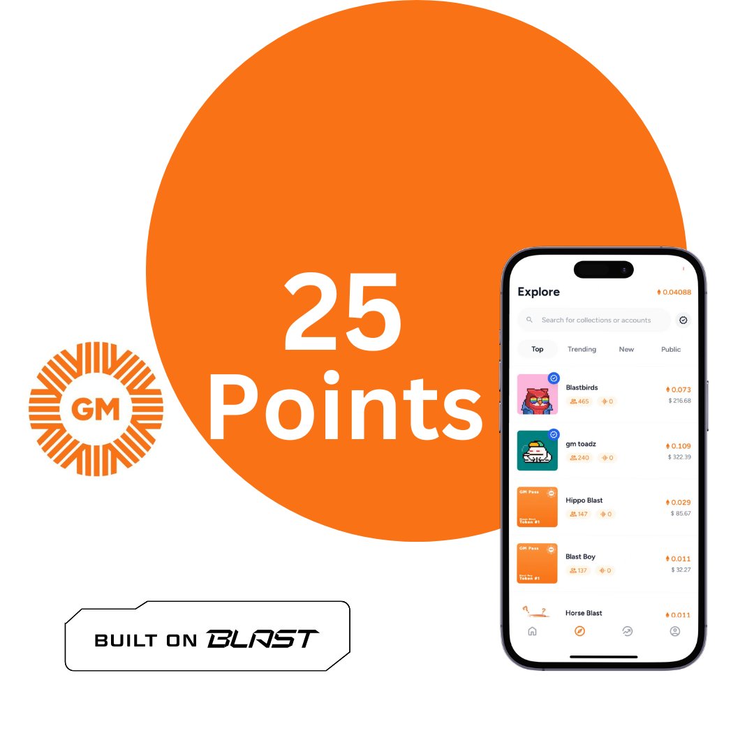 gm_on_blast's tweet image. Win 25 GM Points &amp;amp; join our victory lap! 🌞

🏆 Celebrating 19,300 Blast Gold heading to our community, we&apos;re launching a giveaway for 8 lucky winners!

How to enter:

1️⃣ RT this post
2️⃣ Ensure you&apos;re active on gm.app mainnet
3️⃣ Drop your wallet address below 👇