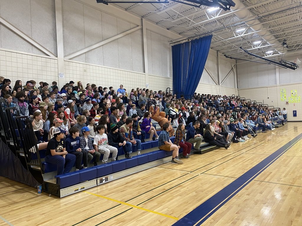 Our students did a wonderful job at our Spirit Week Assembly today! We heard from Michelle Hayes of the Yarmouth Food Pantry, celebrated our Robotics Teams, and played Rock, Paper, Scissors. A fun way to wrap up our Spirit Week as a whole school community!