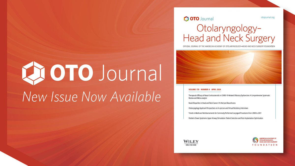 The April issue of Otolaryngology–Head and Neck Surgery is available. @WileyHealth @AAOHNS …-hnsfjournals.onlinelibrary.wiley.com/toc/10976817/2…