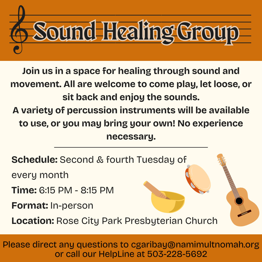 🎶 Dive into sound and movement with our Sound Healing Group! No experience required! 🥁✨ Join us on the 2nd and 4th Tuesday of every month, from 6:15 PM to 8:15 PM, at Rose City Park Presbyterian Church.