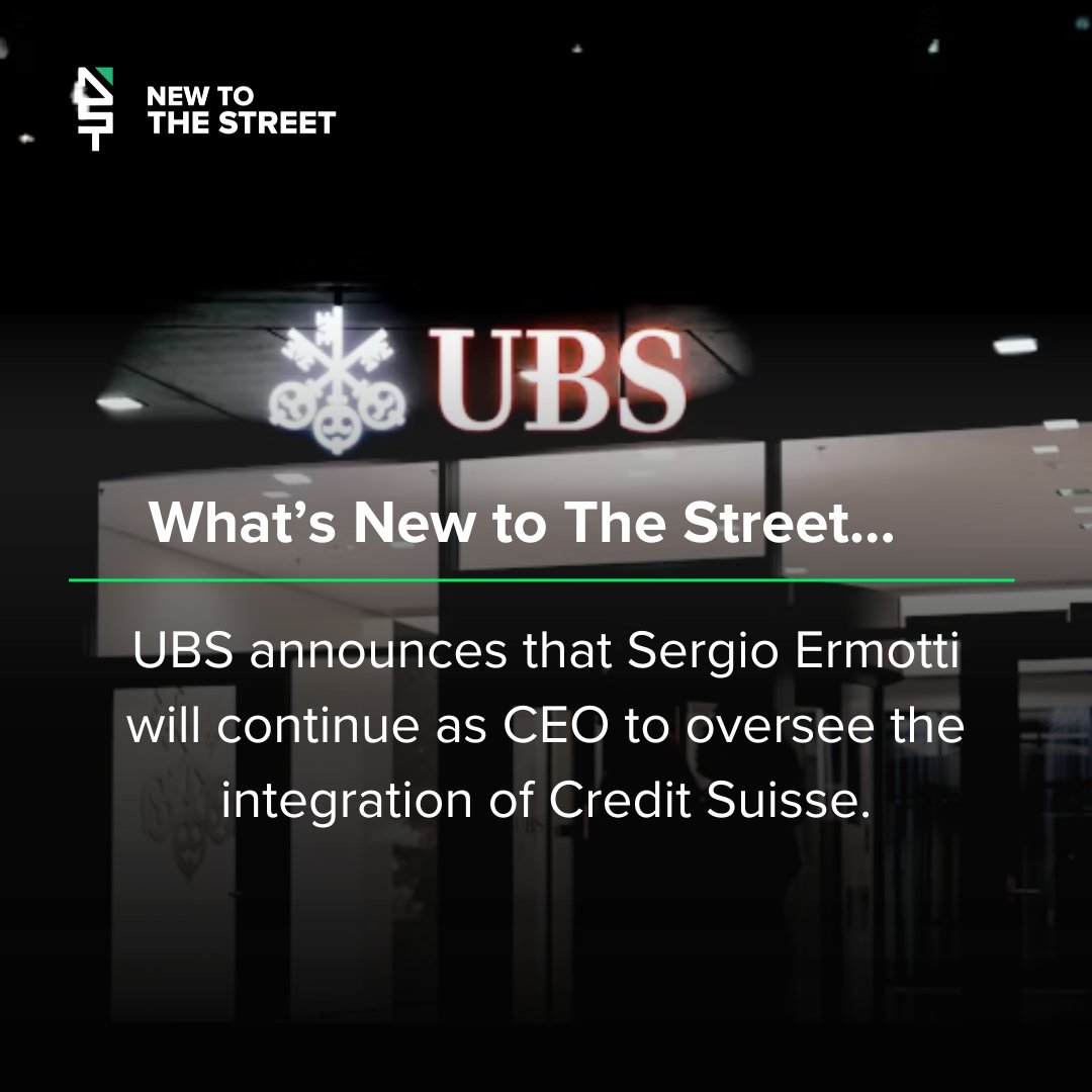 What's New to The Street...

Big news in the finance world! UBS announces that Sergio Ermotti will continue as CEO to oversee the integration of Credit Suisse. Exciting times ahead! 💼🌟 
@vincemedia1

#UBS #SergioErmotti #CreditSuisseIntegration #businessnews #business #news