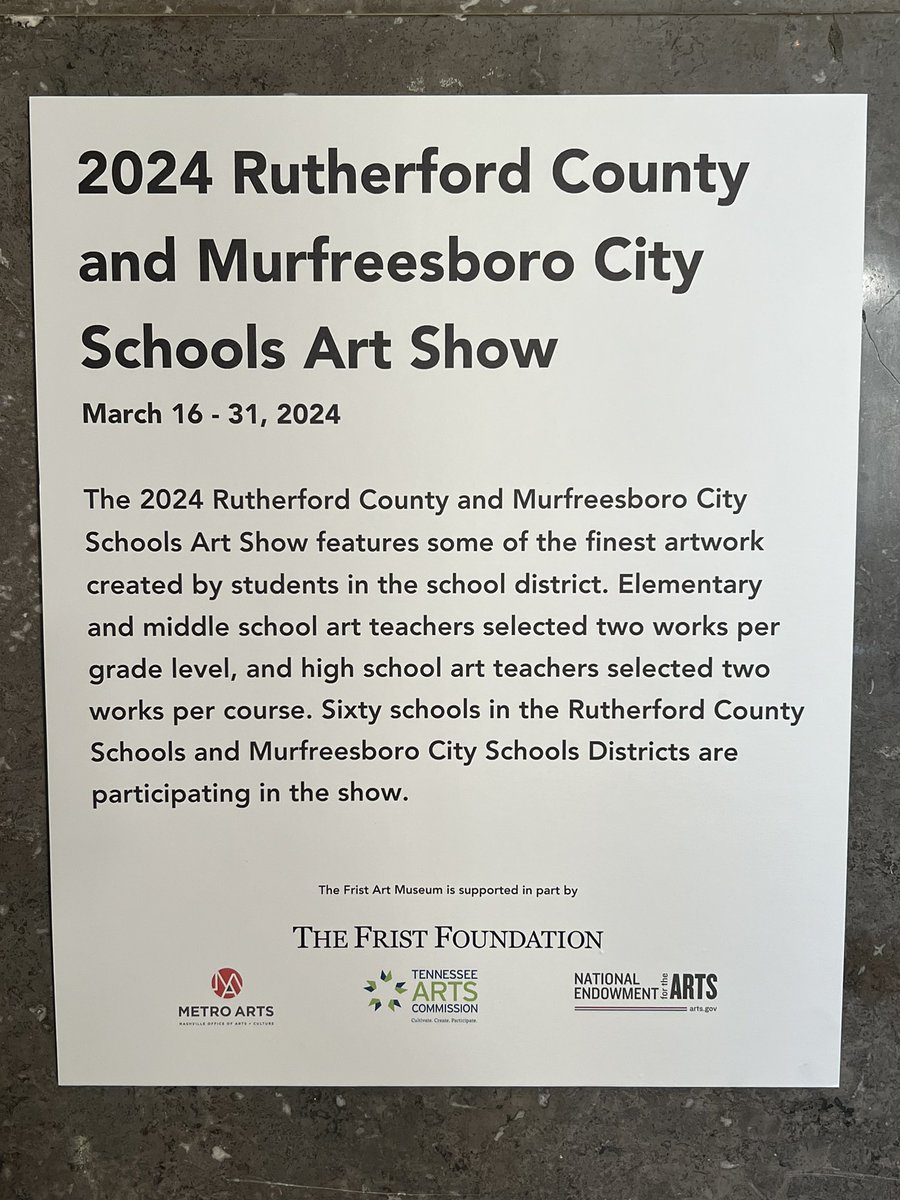 You’ve got a couple more days to see the RCS art exhibit at the Frist Museum! There is some truly amazing work displayed!