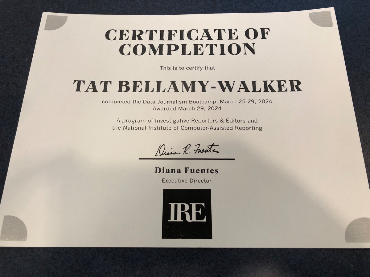 I had so much fun as an Ottaway Fellow @IRE_NICAR data journalism bootcamp @Mizzou. I’m excited to practice! Big thanks to our amazing trainers @eklucas and @LauraC_Moscoso