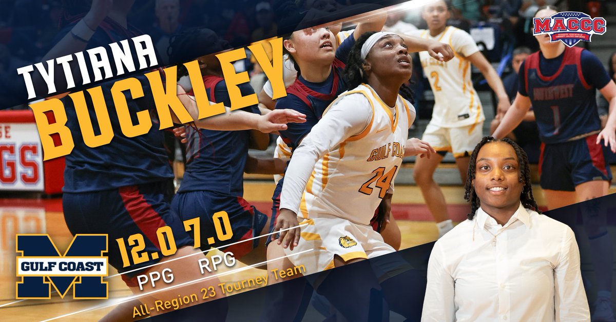 HOOPS | @MGCCC_WBB's Tytiana Buckley earned a spot on the All-Region 23 Tournament Team: