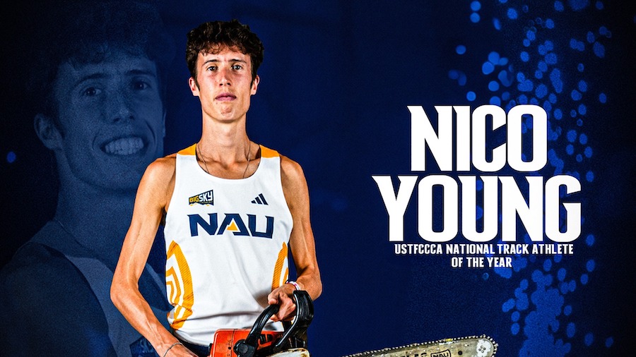 ✨ #LumberjackSpotlight ✨
Kick axe to Nico Young for being named @USTFCCCA’s Men's National Track Athlete of the Year! 👏 #RaiseTheFlag 🪓💪