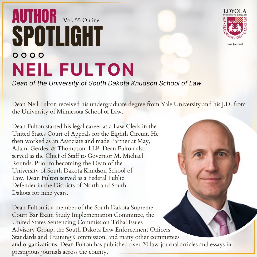 Online Issue Author Spotlight 📣
Introducing Dean Neil Fulton!

Lawyers who try cases often hear the question, "How do you represent those people?" Dean Fulton's answer goes back to a case he tried as a federal public defender in South Dakota.

Read here: bit.ly/4adVDJH