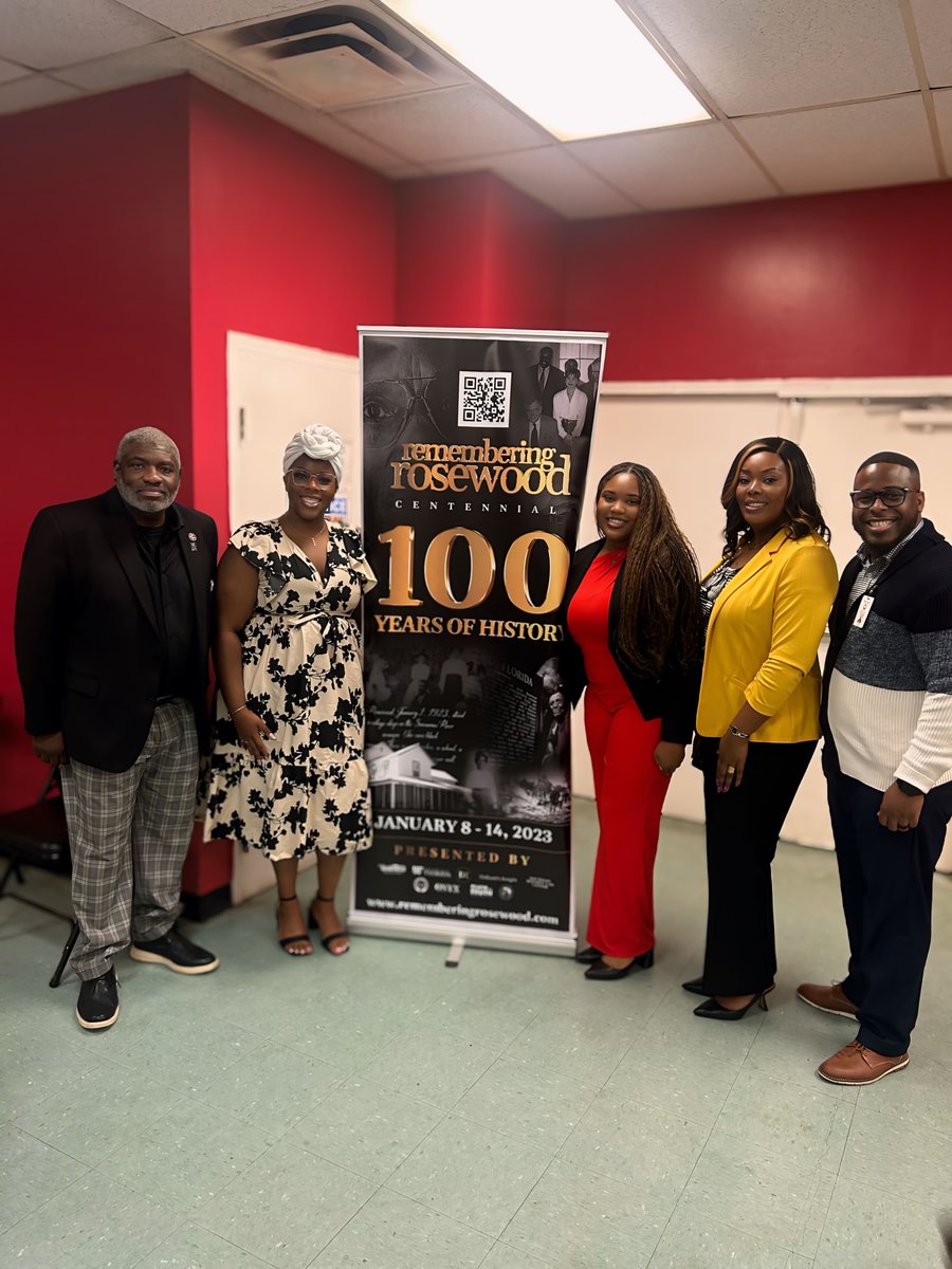 FL_CSSBMB's tweet photo. Last night, our staff attended the "Remembering Rosewood" event in Tallahassee. It was an honor to stand witness to the stories shared by direct descendants of the Rosewood tragedy, as well as those who tirelessly fought for reparations and justice.
#RememberingRosewood #CSSBMB https://t.co/zPHC3i5Uw1