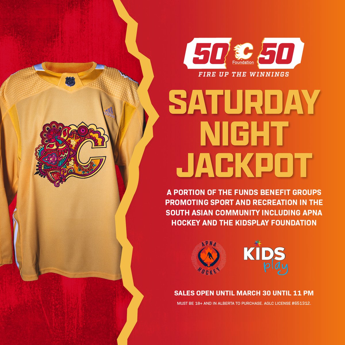 Calgary Flames (@nhlflames) on Twitter photo Give yourself a chance to win cash money or incredible early bird prizes like a signed South Asian Celebration jersey through our <a href="/FlamesFdn/">Flames Foundation</a> 50/50 draw!
๐๏ธ: cflam.es/Flames5050 Give yourself a chance to win cash money or incredible early bird prizes like a signed South Asian Celebration jersey through our <a href="/FlamesFdn/">Flames Foundation</a> 50/50 draw!
๐๏ธ: cflam.es/Flames5050