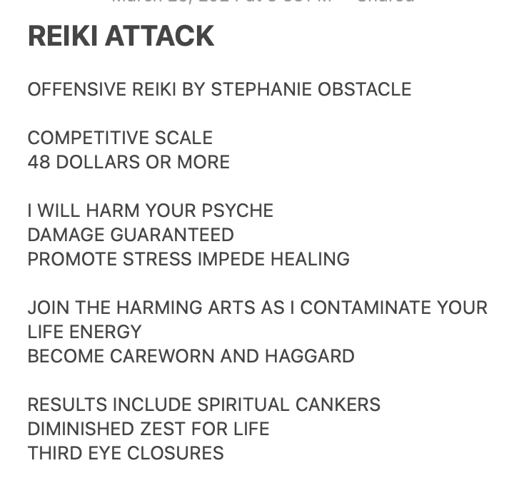 reiki attack flier