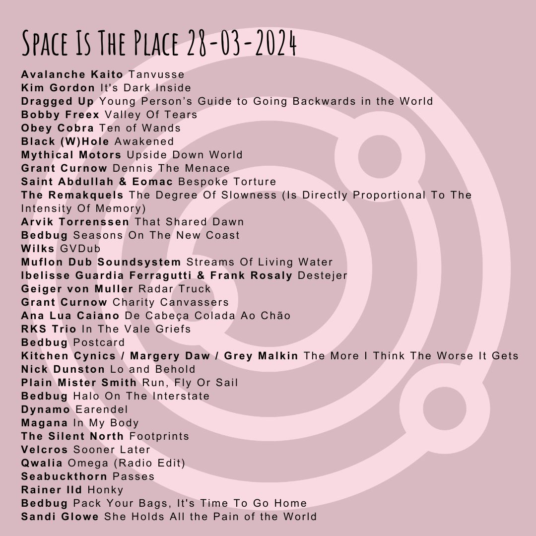 Great labels rep'd on the show 28-03-24 @intlanthem @Glitterbeat_Rec @matadorrecords @CruelNature @quietdetails_ @SeahouseRecords @Dubophonic @disposable_usa @BricolageG5 and more. Mixcloud mixcloud.com/SpaceIsThePlac… Podbean spaceistheplaceradioshow.podbean.com/e/space-is-the…