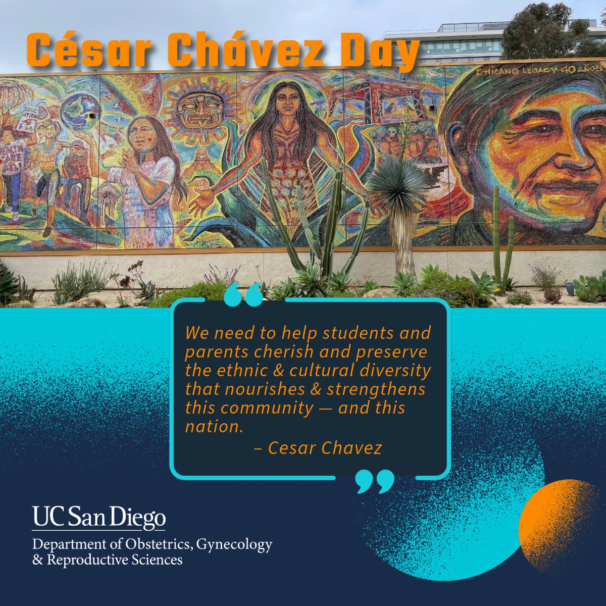 In honor of #CesarChavezDay @UCSD_ObGyn pays tribute to the enduring legacy and resilience of Cesar Chavez, recognizing his profound contributions to society. He tirelessly advocated for human rights and rights of migrant farm workers within the Chicano/Latinx community & beyond.