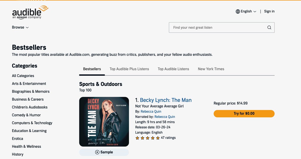 Thanks to everyone who has already helped make my audiobook the #1 in the Sports & Outdoors category on @audible_com!