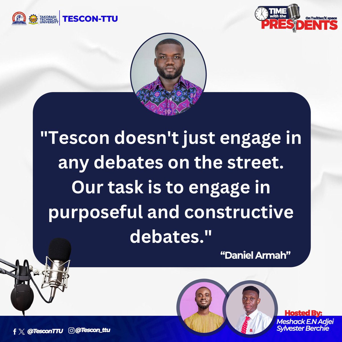 TesconTTU's tweet photo. 📍 Excerpts of our X-Space! 📍 

🗣️ H.E @daniel_armah_ President of SRID-Tescon https://t.co/0vLi3AI0y3