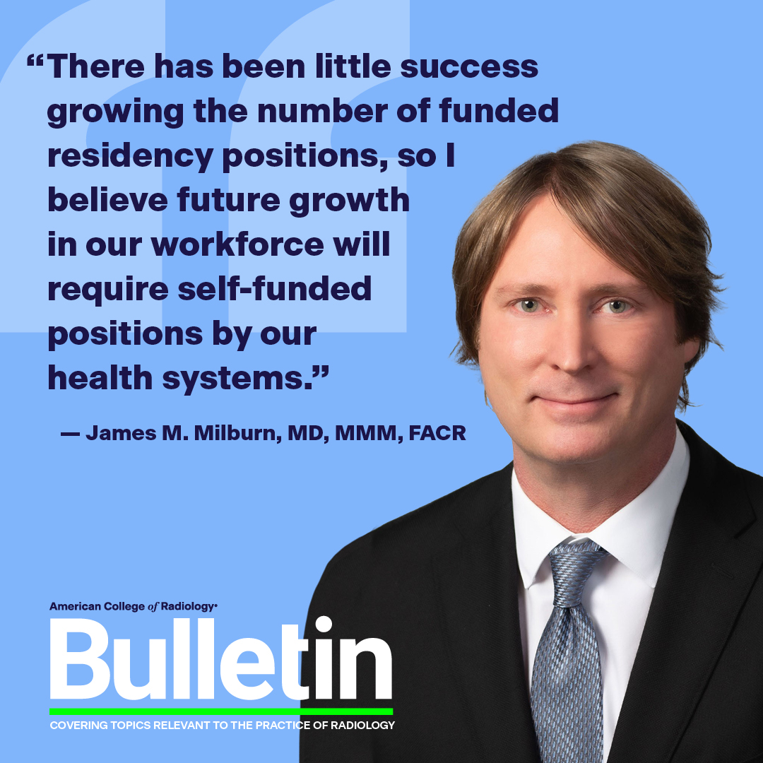 American College of Radiology (@radiologyacr) on Twitter photo In this month's #ACRBulletin Econ Column, guest writer <a href="/docroc99/">James Milburn MD, FACR, FSNIS, MMM</a> talks about the shortage of radiologists and opportunities to make a positive impact ➡️ bit.ly/3V1Ey0O In this month's #ACRBulletin Econ Column, guest writer <a href="/docroc99/">James Milburn MD, FACR, FSNIS, MMM</a> talks about the shortage of radiologists and opportunities to make a positive impact ➡️ bit.ly/3V1Ey0O