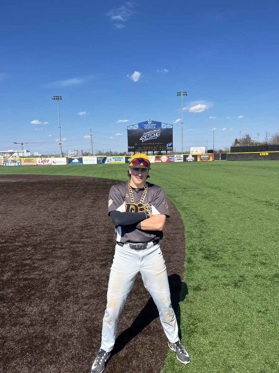 ODU_Bullpen's tweet photo. Panthers rally for 6 runs in the top of the 9th inning to win game 1, 10-6! @brennen_hunt earns the #KingOfTheValley chain with a Go-Ahead GRAND SLAM in the inning. Game 2 here shortly. https://t.co/gAkVS65CCl