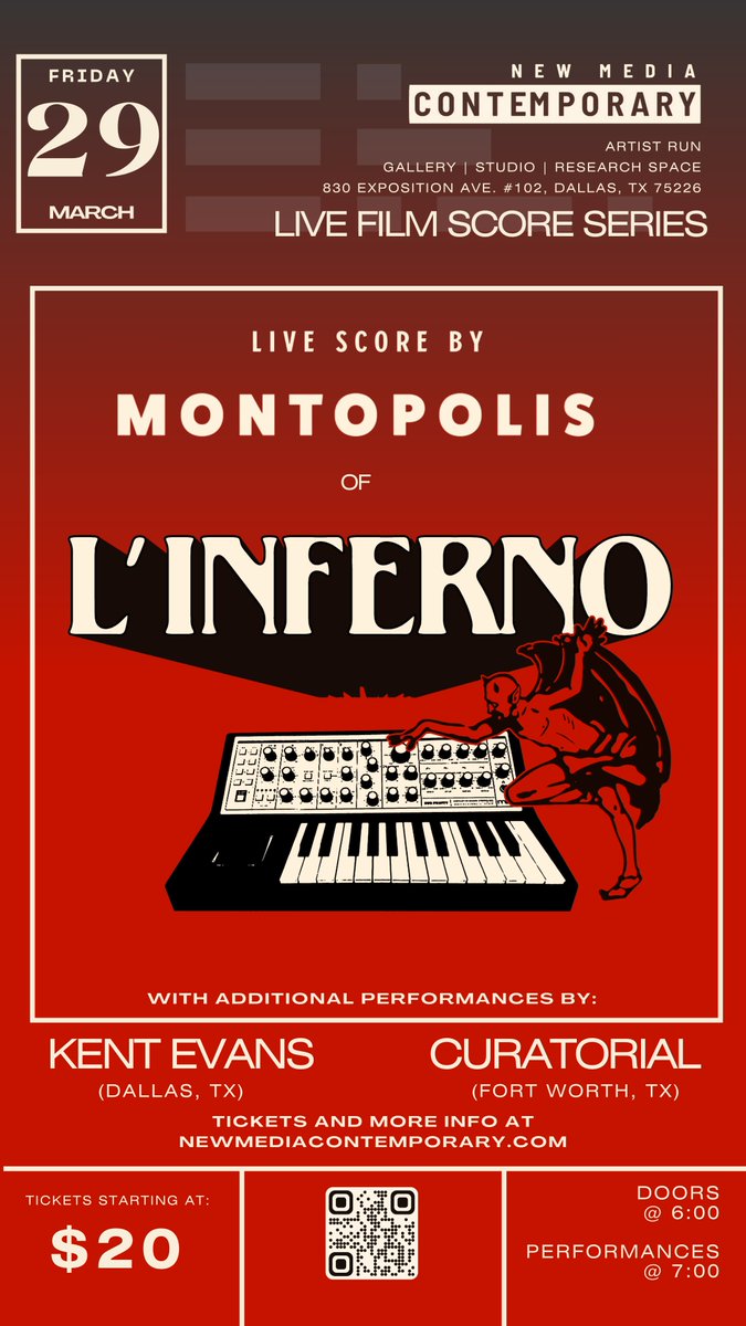 DeFyTickets's tweet image. Tonight, experience Dante's journey through hell like never before with stunning visuals and a spine-tingling live score by Montopolis. 

Get your tickets: app.defytickets.com/wd4zio-l-infer…

#newmediacontemporary #thingstodoindallas #dallasevents #arts #fortworthtx #dallastx #dfwevents